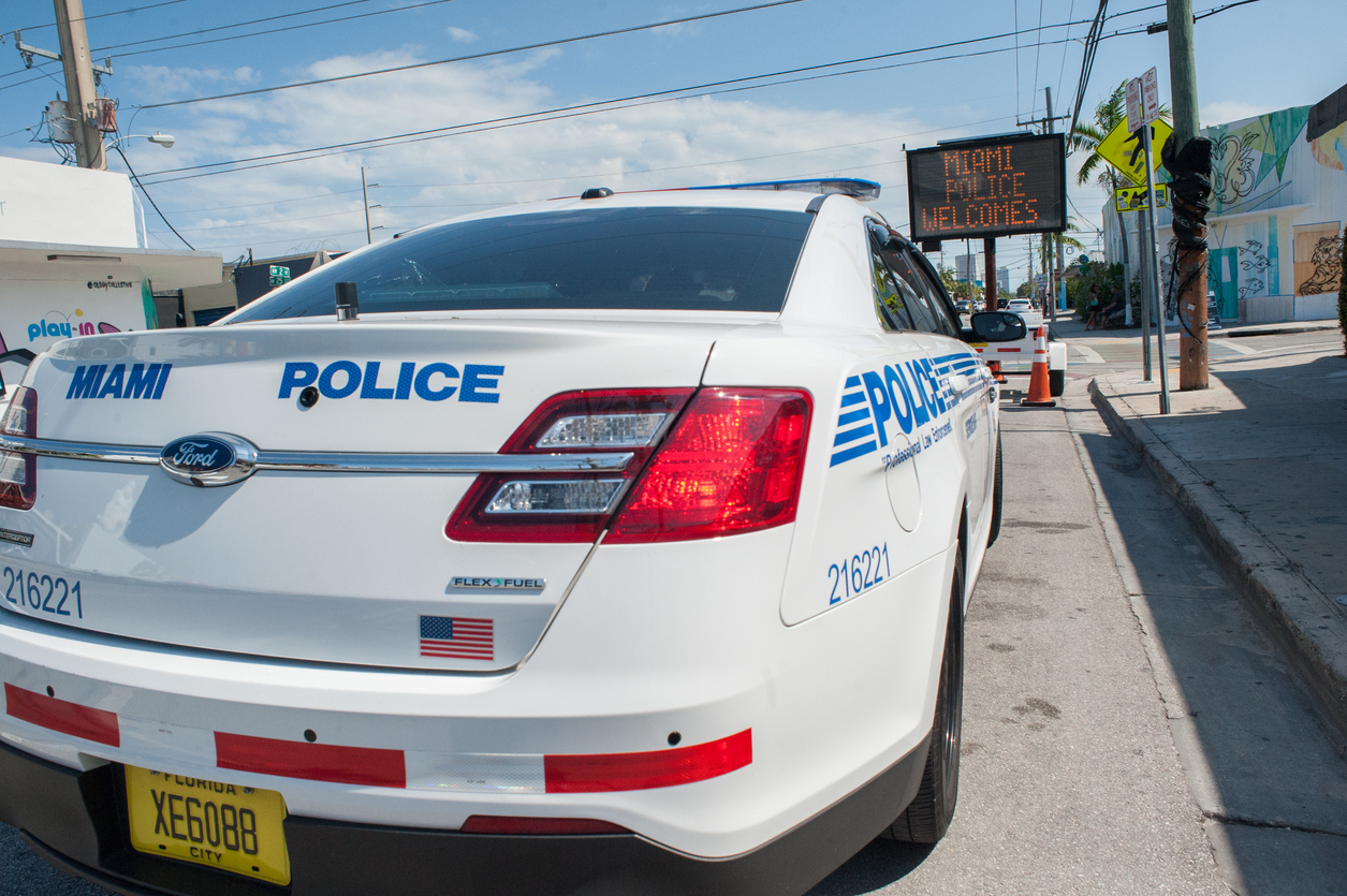 The back of a Florida police cruiser